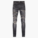 Amiri Distressed Bandana Thrasher Skinny Jeans Gray