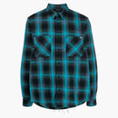 Amiri Plaid Logo-print Shirt Blue/dark Grey
