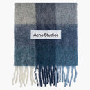 Acne Studios Mohair Checked Scarf Indigo/grey/light Blue