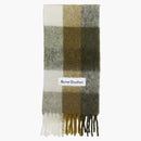 Acne Studios Mohair Checked Scarf Taupe/green/black