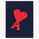 Ami Paris Ami de Coeur Embroidered Polo Shirt Navy/Red