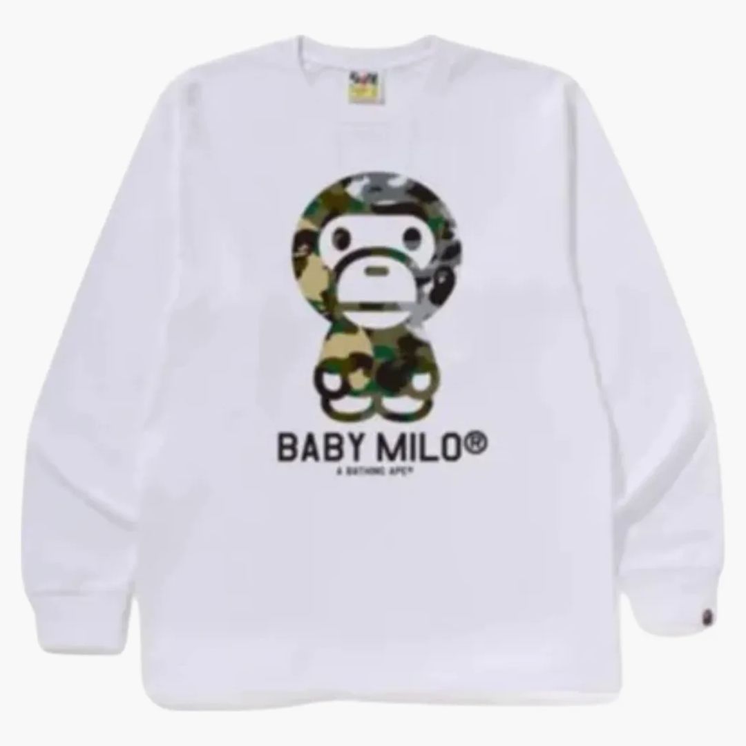 【A BATHING APE】1ST CAMO CRAZY BABY MILO LS TEE 要在庫確認 Bape 1st Camo Crazy Baby Milo Tea - Buy at Hypeneedz
