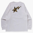 Bape 1st Camo Sta L/s Tee White/yellow