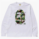 Bape Abc Camo Japanese Letters Long Sleeve Tee White/green