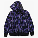 Bape Ape Head Graffiti Shark Full Zip Hoodie Purple