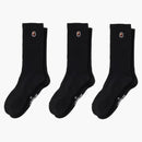 Bape Ape Head One Point Socks (3 Pack) Black