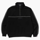 Bape College Monogram Logo Half Zip Relax Fit Crewneck Sweatshirt Black