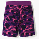 Bape color camuflaje logo de sudor pantalones cortos morados