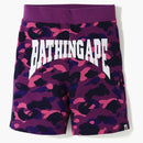 Bape color camuflaje logo de sudor pantalones cortos morados