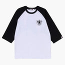BAPE CROSSBONE EMBLEM RAGLAN 3/4 SLEEVE TEE VIT SVART
