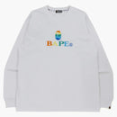 BAPE Embroidery Relaxed Fit L/S Tea White