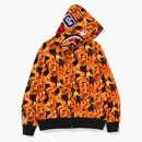 Bape Flame Shark Full Zip Hoodie Orange