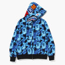 Bape Flame Shark Full Zip Hoodie Sax