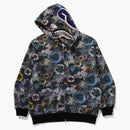 Bape Floral Camo Shark Relaxed Fit Full Zip Hoodie Black