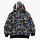 Bape Floral Camo Shark Relaxed Fit Full Zip Hoodie Black