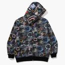 Bape Floral Camo Shark Relaxed Fit Full Zip Hoodie Black
