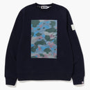 Bape grid camo crewneck sweatshirt navy