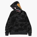 Bape Layered Line Camo Shark Full Zip Hoodie Black