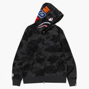 Bape Layered Line Camo Shark Full Zip Hoodie Black
