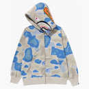 Bape Liquid Camo Shark Relaxed Fit Full Zip Hoodie Blue