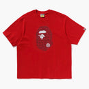 Bape Lux Sport Pattern Ape Head Relaxed Fit Tee Red