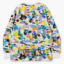 BAPE Multi Camo Shark L/S Tee White