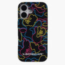 BAPE Neon Camo iPhone 16 Case negro