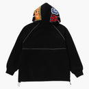 Bape Shark Logo Half Zip Relaxed Fit Pullover Hoodie Black