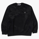 Bape Solid Camo Jacquard One Point Relax Fit Crewneck Sweatshirt Black