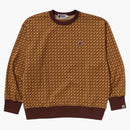 Bape Sta Houndstooth Jacquard Relaxed Fit Crewneck Sweatshirt Brown