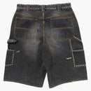 Bape Studded Heavy Wash Relaxed Fit 13oz Denim Shorts Black