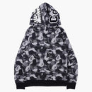 Bape X Comme of the Garcon Osaka Shark Full Zip Hoodie Black