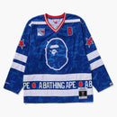 Bape X Mitchell & Ness NHL New York Rangers Mesh Hockey Jersey L/S Tea Blue