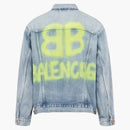 Balenciaga Graffiti Graffiti Back Logo Chaqueta de mezclilla Azul/Amarillo