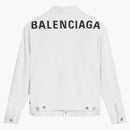 Balenciaga Men's Embroidered Logo Japanese Denim Jacket White/Black