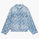 Balenciaga Womens en todo logotipo manga de campana grande chaqueta de mezclilla