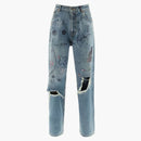 Balenciaga kvinnors tryckta strass breda ben jeans sant blå