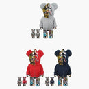 Bearbrick Bape Legacy Camo Shark 3 PC Conjunto de 100% y 400% Set Grey/Red/Navy