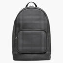 Burberry London Check a kožený batoh Dark Charcoal