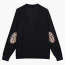Burberry Vintage Check Elbow Patch Dornoch Merino Wool Cardigan Black