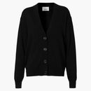 Burberry Vintage Check Elbow Patch Dornoch Merino Wool Cardigan Black