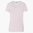 Burberry Women's Borded Monogram EKD V Camiseta de cuello rosa/blanco