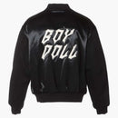 Chaqueta de peluche de muñeca Celine Boy en negros de nylon con acabado satinado