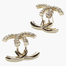 Chanel Crystal & Gold Metal Strass Stud Earrings AB9451 Gold/Crystal