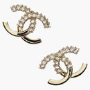 Chanel Crystal & Gold Metal Strass Stud Earrings AB9451 Gold/Crystal
