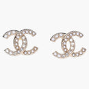 Chanel Crystal Pearl CC náušnice 0,5 "zlato