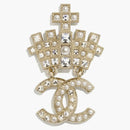 Chanel Logo Brooch Gold/Pearl/Crystal