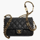 Bolsa de colgajo Mini Chanel en grano negro de piel de ternera (AS3757-B10170-94305)