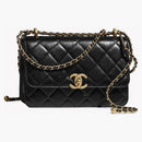 Bolso de colgajo de 24c de tamaño pequeño Chanel con negro ajustable (AS2649)