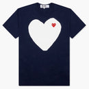 Comme Des Garcons Play Women's White Heart T-shirt Navy
